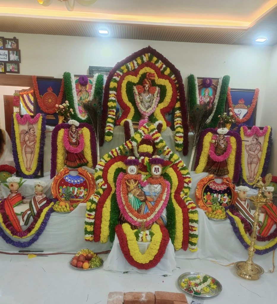 Grand beautifully decorated setup for Devara Kalyana deity wedding ceremony