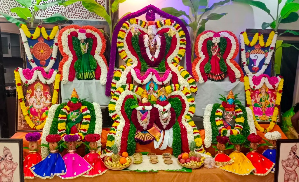 Vibrant Sri Venkateswara Swamy Deity Floral Altar Decoration
